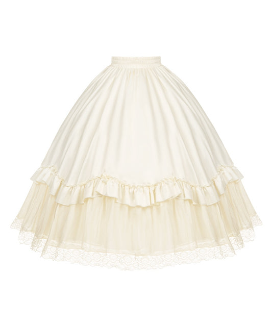 Beigefarbener, langer Rock mit elastischer Taille