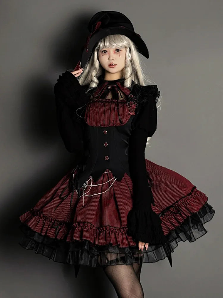 Black Juliette Sleeves Flounce Hemline Long Sleeves Top