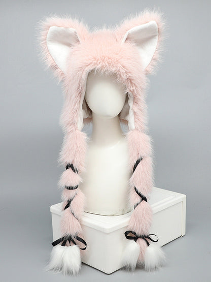 Kitty Hat Plüsch Selbstbindende Riemen Ohr Rosa