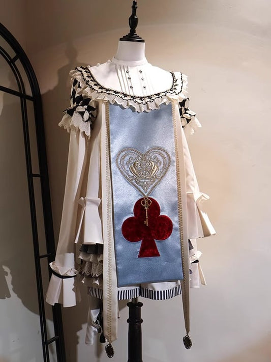 Train Ouji Fashion + Poker Shorts+ in Vibes Light Wonderland Card Outfit-Shirt Collar Detachable Theme Alice Blue