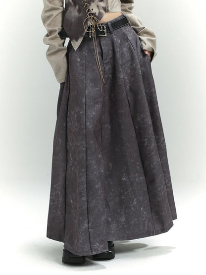 Wasteland Punk – Knöchellanger Rock im Batik-Look in Grau