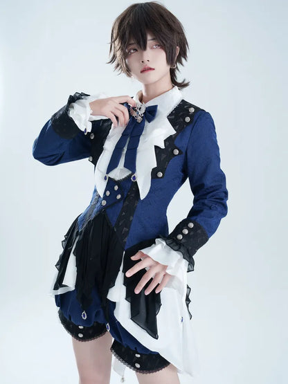 Ouji Blue Spider Dark Web Fabric Gothic Lolita Prince Shorts