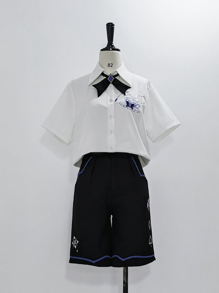 Spade Black with Diamond Ouji Summer Club Embroidery Shorts