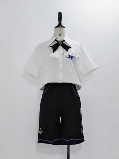 Spade Black with Diamond Ouji Summer Club Embroidery Shorts