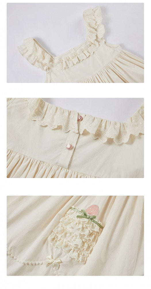 Robe Lolita en deux pièces avec nœud beige et volants