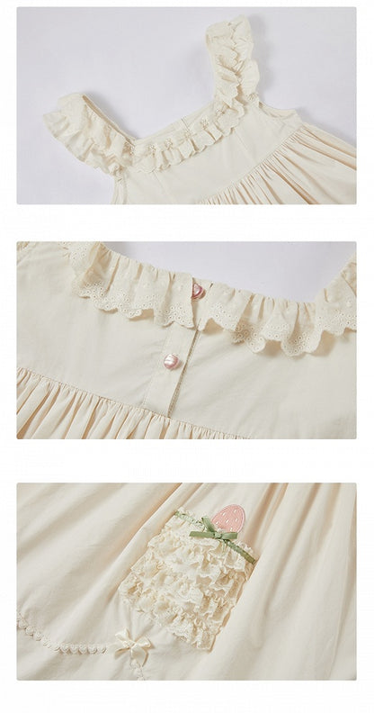 Robe Lolita en deux pièces avec nœud beige et volants