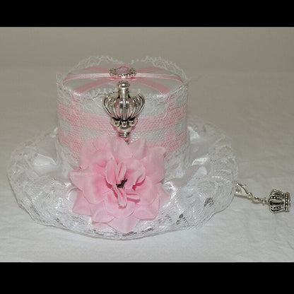 Hat Trim Crown Design Lace Blue/Pink Floral Mini Decorated