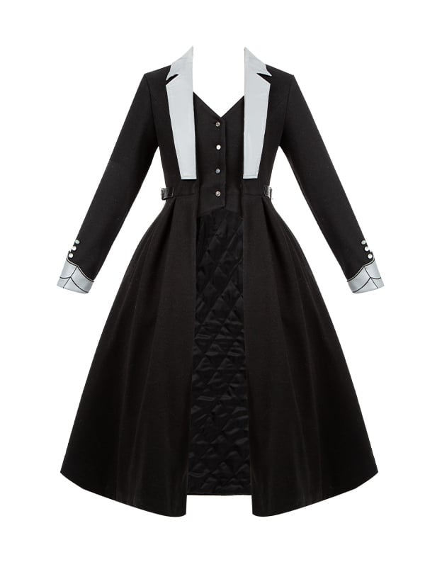 Black Gothic Ouji Lolita Cotton Lining Woolen Coat