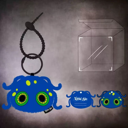 Sapphire Blue Octopus  Gothic Plush Key Chain Charm