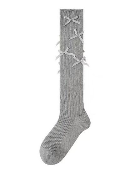 White Sweet Bowknot Calf Socks