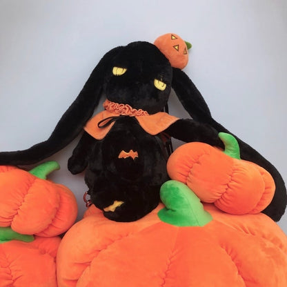 Mr Black Pumpkin Bunny Bag Plushie