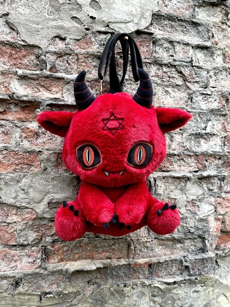 Red Devil Gothic Plush Backpack Bag