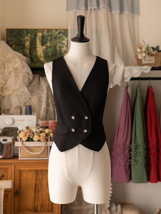 Black V-neck Waistcoat