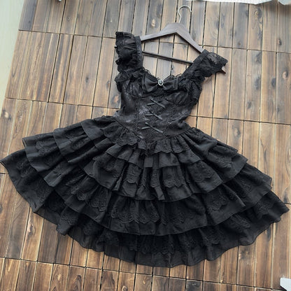 Hanayome Pullover Shiro Rock Lolita Schwarz Stoff Prinzessin Kleid Schmetterling