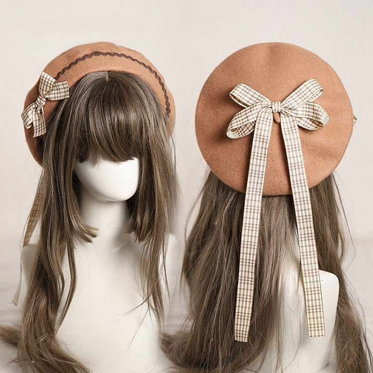 – Bow with Plaid Beret 10 Accents Embellished Options Color
