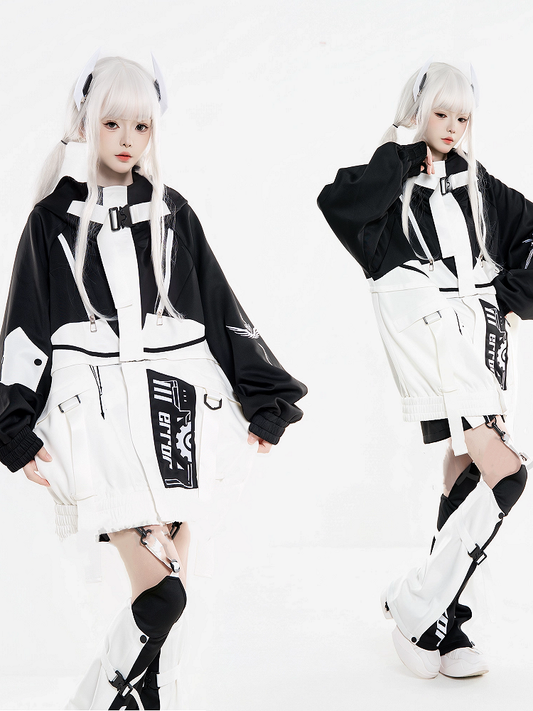 Three-Piece Detachable Design Landmine Jacket Techwear Cyber Set Futuristic -