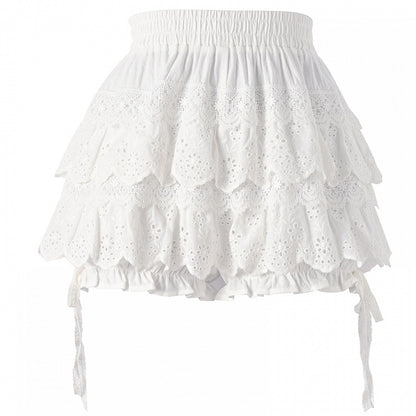 White Lace Tiered Mini Skirt