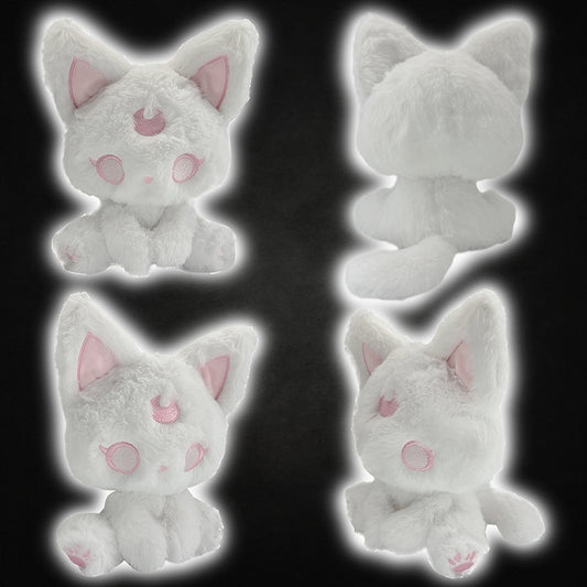 White and Pink Pastel Goth Magic Kitty Plushie