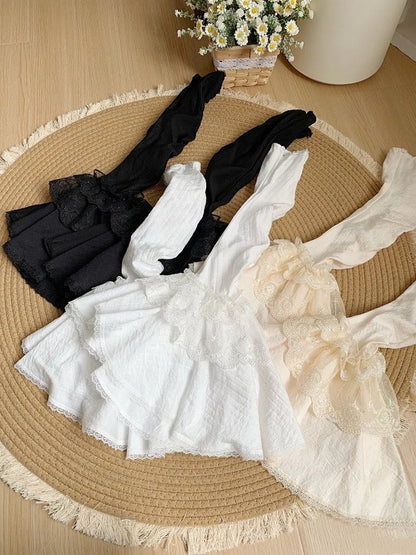 White Black Sleeves / Detachable Bell Beige