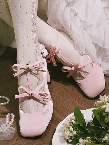 mit quadratischen eleganten Absätzen Pink Toe Middle