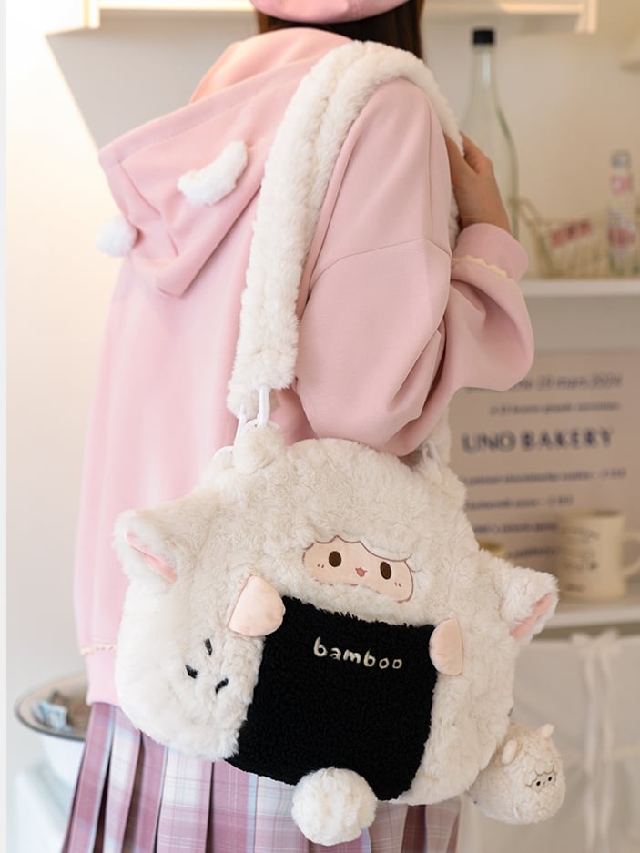 Backpack Lamb Cute White Plush