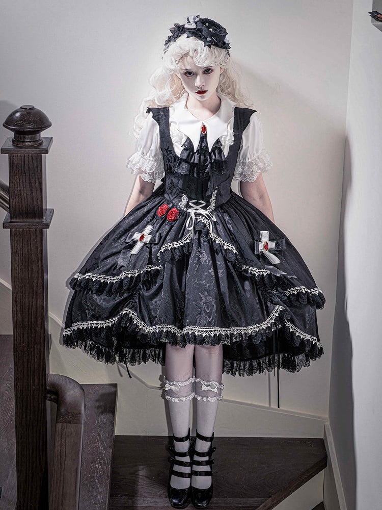 Black Shoulder High-low Bat Gothic Wing Dress Lolita Skirt Shaped