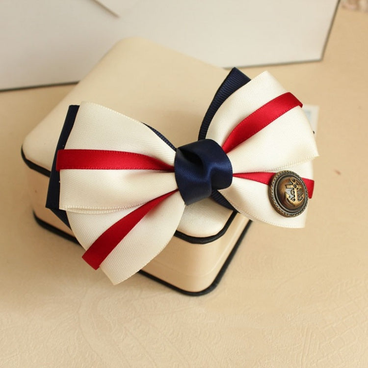 Sea Anchor Decorated Navy Bow Hairclip