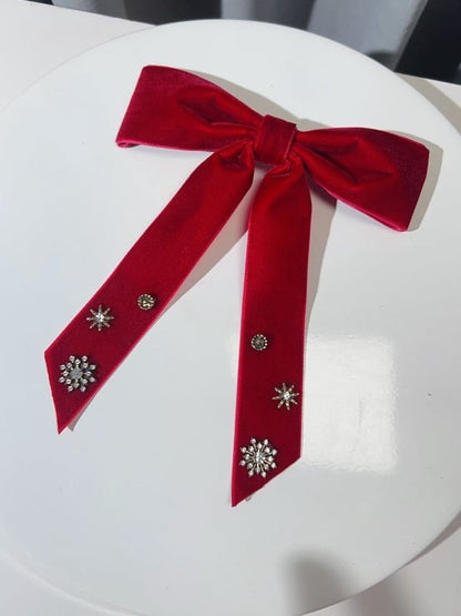 Rhinestones and Snowflakes Velvet Bow Tie