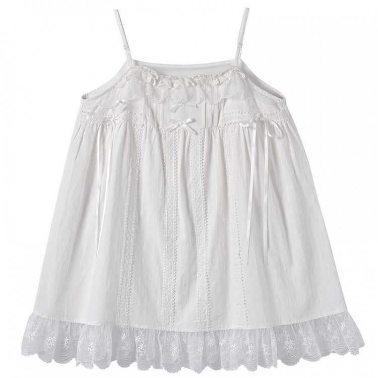 White Lace Trim Bowknots Cami Top
