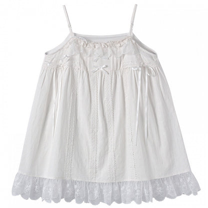 White Lace Trim Bowknots Cami Top