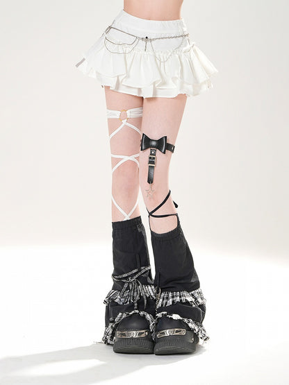 Black/White Layered Blokette Core Double Mini Skirt