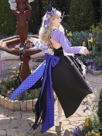 Bavaria / Set Blazer Cropped Top Full Skirt Corset Lolita Outfit - Style Waistcoat Purple Octoberfest
