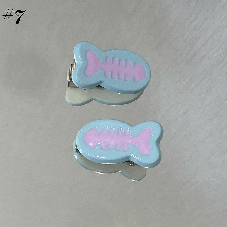 Barrettes à cheveux en forme d'os/de poisson Y2K