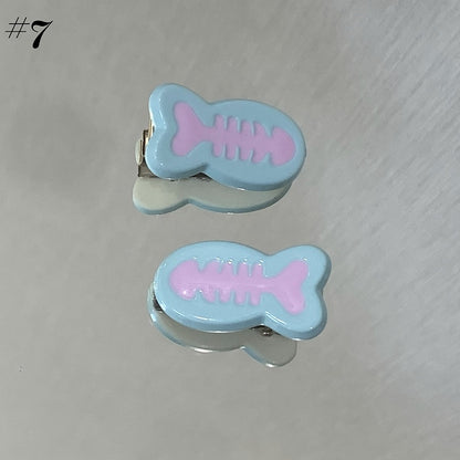 Barrettes à cheveux en forme d'os/de poisson Y2K