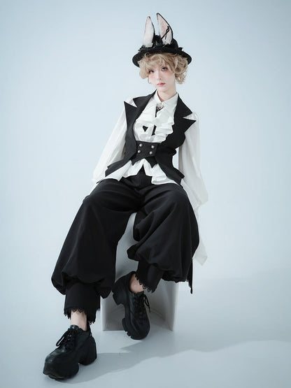 Black Gothic Ouji Lolita Halter Neck Blazer Collar Waistcoat