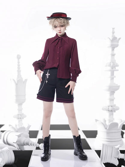 Prince Lace Sleeves 4 and Long Detailing Foldover Pleating Options Color Shirt Collar Point