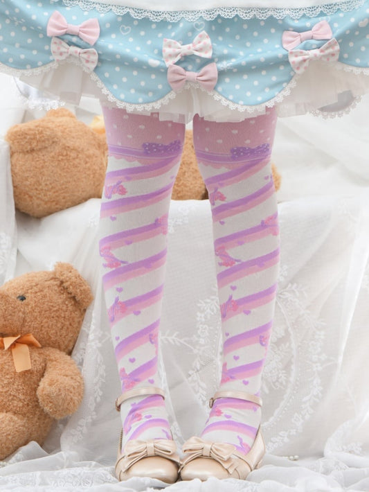 Purple Little Candy Cotton Over-the-Knee Stockings