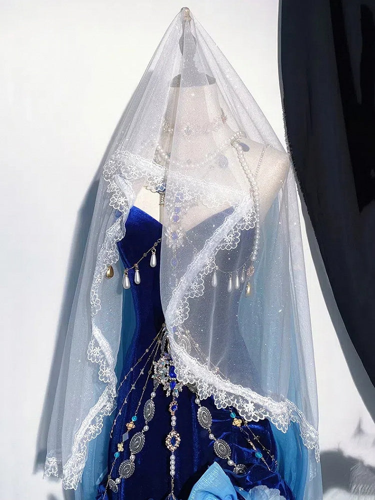 Voile scintillant bleu / rouge / noir