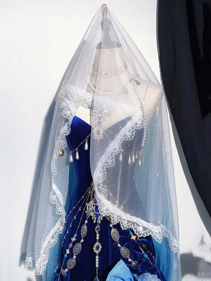 Voile scintillant bleu / rouge / noir