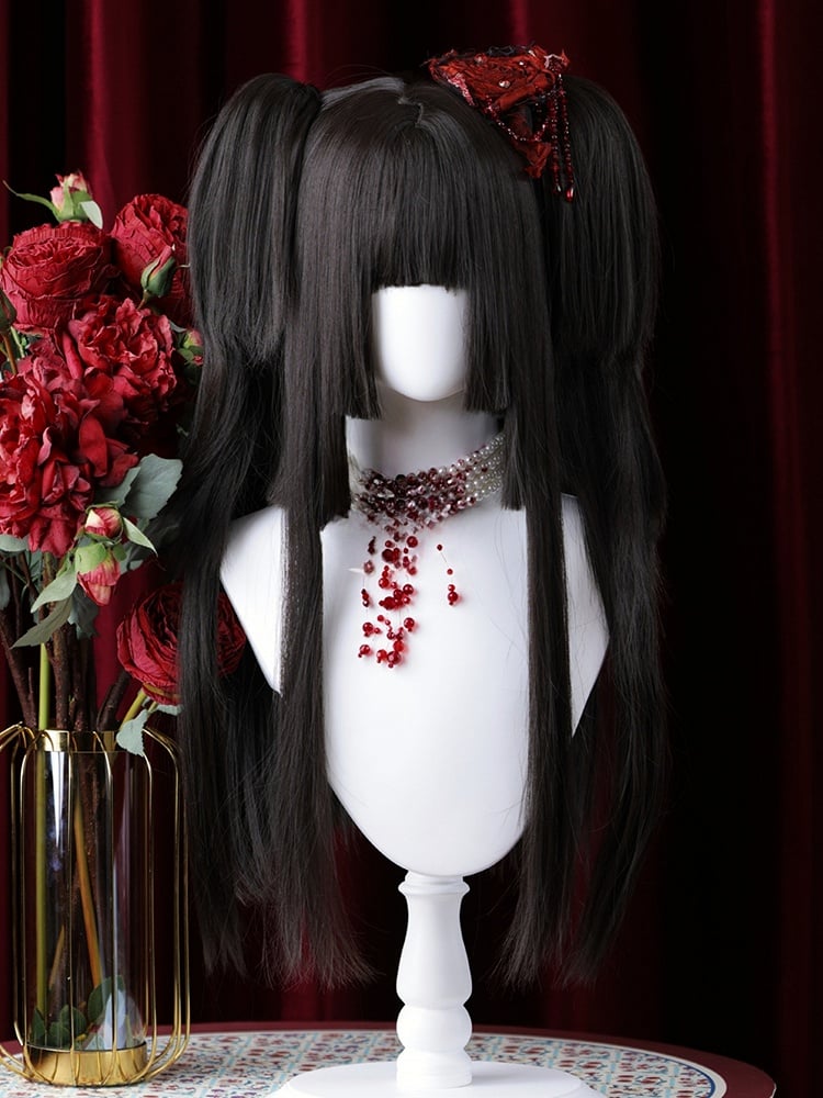 Black Hime Cut Long Straight Synthetic Wig