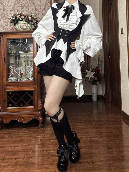 Black Gothic Ouji Lolita Halter Neck Blazer Collar Waistcoat