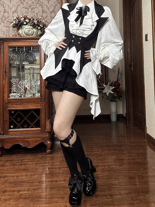 Black Gothic Ouji Lolita Halter Neck Blazer Collar Waistcoat