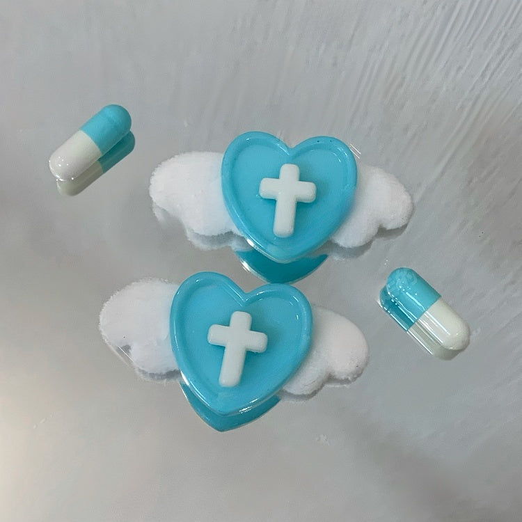 Barrettes à cheveux Yami Kawaii en forme de cœur et d'ailes