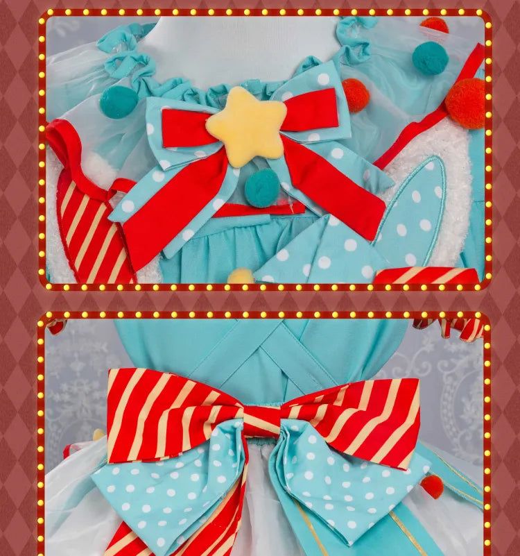Circus Green Lolita Dress and Clowncore Sweet Pastel Bodice Overalls Bunny Orange Clown Fleece