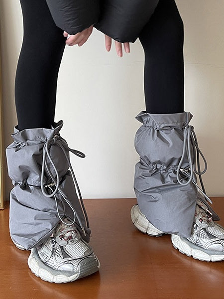 White/Grey/Black Drawstring  Thicken Leg Warmers