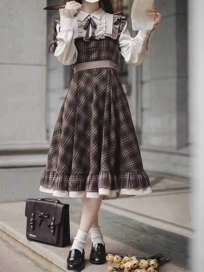Brown Plaid Bow Tie