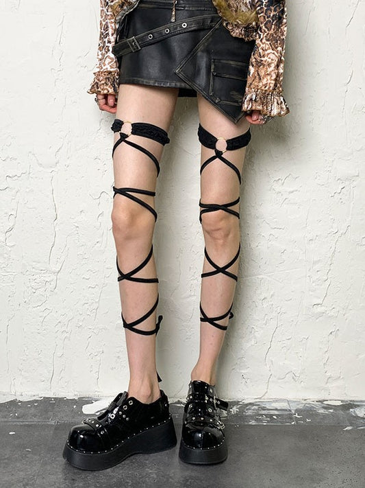 Y2K Black Self-tie Straps Leg