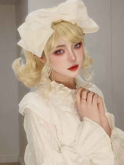 Length Wavy Wig Blonde With Bangs 25-28CM
