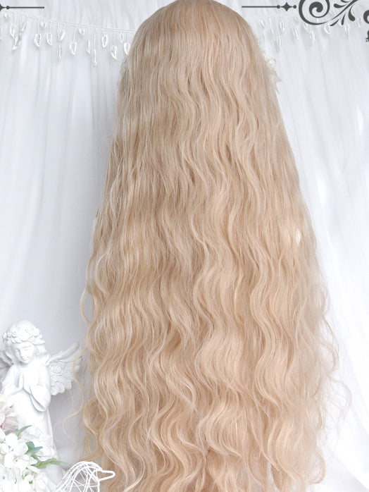 Wavy Full 80cm Bangs Long Wigs Blonde With