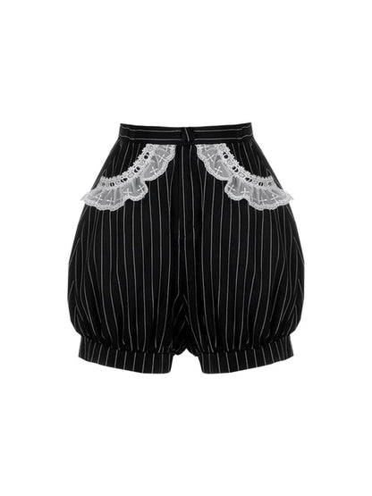 Black Striped Pattern Ouji Lolita Shorts